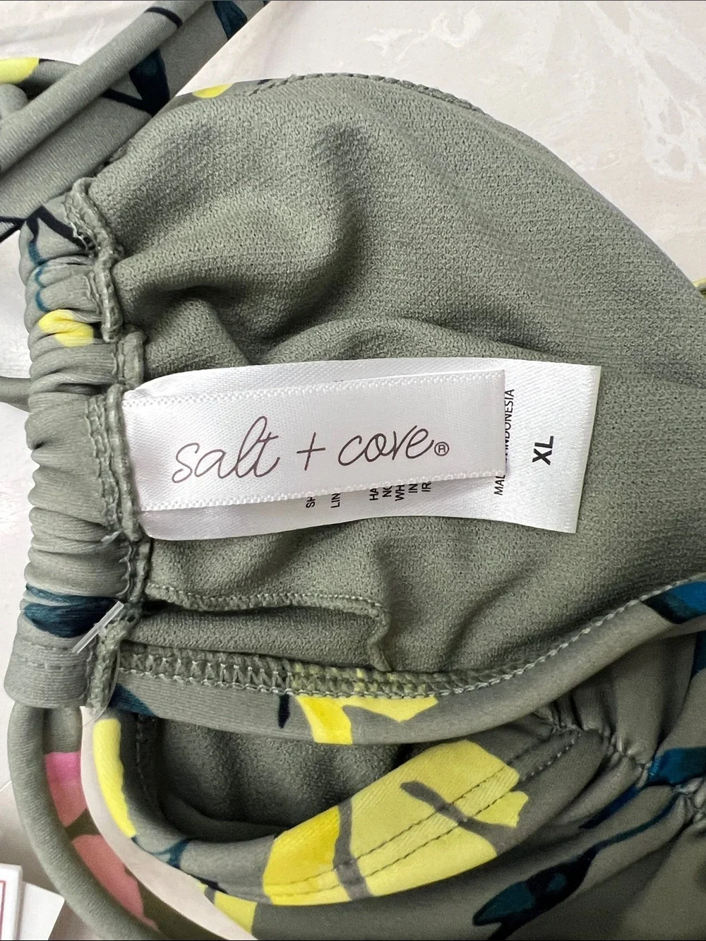 Salt + Cove Juniors' Floral-Print Sweetheart Bralette Bikini Top in Sage Sz. XL